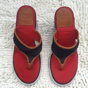 Coach Denim Thong Wedges
